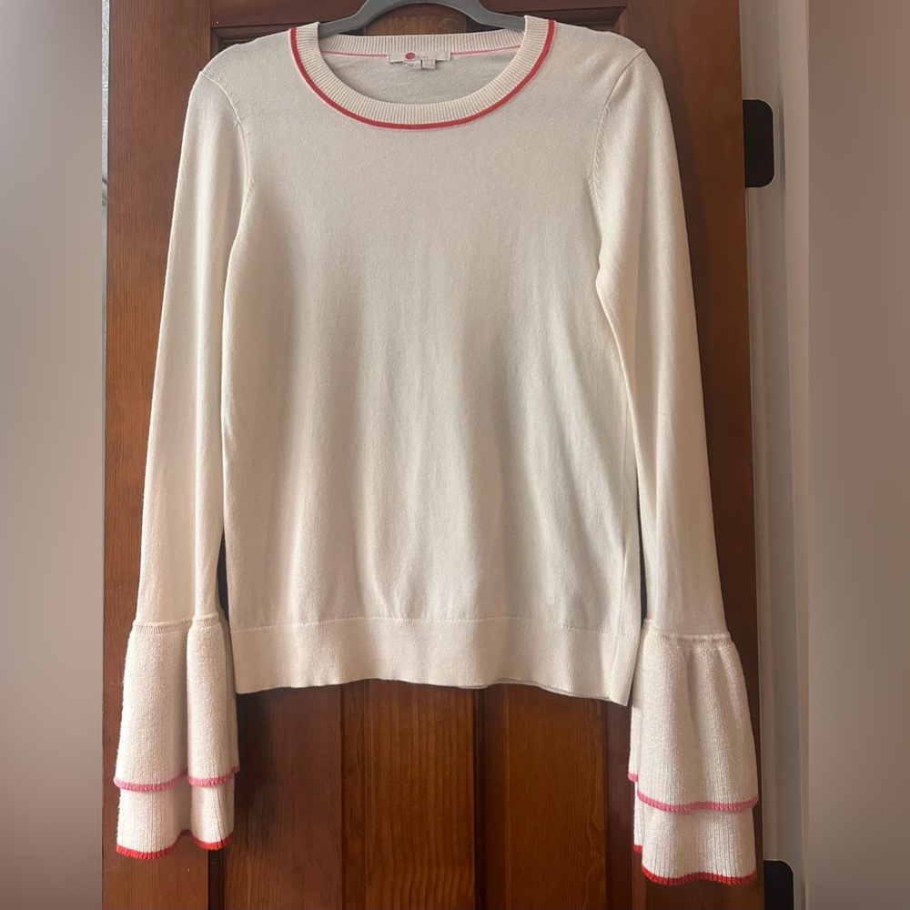 Boden Sweater White Red Pink